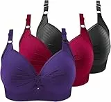 ZWDC 3er Pack BHS Damen Ohne Buegel Vollschalen Bequem Guter Halt Große Brüste Wirefree Super Push Up BH Gegen Hängebrust Brüste Klassische-BH Minimizer Bra