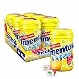 Mentos Kaugummi Full Fruit, 6 Boxen zuckerfreie Chewing Gum Dragees in drei Sorten mit Frucht-Geschmack & flüssiger Füllung, Multipack (6 x 35 Stück)