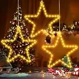 TDTOD LED Weihnachtsstern Beleuchtung,3 Stück Weihnachtsdeko Beleuchtung 150LEDS Fenster Lichter Weihnachten 8 Modi Wasserdicht Weihnachtsbeleuchtung Innen Außen mit Timer für Fensterdeko Hochzeit