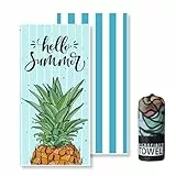 Lorymachy Mikrofaser Strandtuch - 180x100 cm Strandtuch XXL, 250GSM Schnelltrocknendes Badetuch Strand, Hautverträglich Beach Towel für Strand, Ausgestattet mit Aufbewahrungstasche(Ananas)