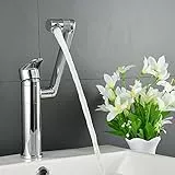 DiLiBee 360° Drehbar Hoch Waschtischarmatur, Modern Waschbecken Badarmatur, Mischbatterie Wasserhahn Einhebel Chrome für Bad Küche