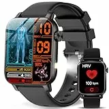 fitnessuhr damen Smartwatch Herren Gesundheitsuhr[2025Einzigartig:DIY Video-Watchface+LED Taschenlampe]ΒΙυτｚυcker Telefonfunktion 1.85'HRV Herzfrequenz,SpO2,Schlafmonitor,100+ Sport,stress,IP68,Wetter