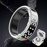 Smart Ring für Herren Damen - 2025 AI Fitness Tracker 5 ATM Wasserdicht mit Temperaturmessung,100+ Sportmodi,Schlafmonitor,Herzfrequenz, SpO2, Smartring für Android iOS (Silber, #8(mit LED-Display))