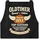 MoonWorks® Grillschürze für Männer mit Spruch personalisiert mit Geburtsjahr Kochschürze Herren Geburtstagsgeschenk Schürze Baumwolle Schwarz Herren