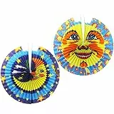 com-four® 2X Laterne mit Buntem Mond und Sonnen Motiv - Papierlaterne für Sankt Martin und Halloween - Martinslaterne für Kinder [Auswahl variiert]