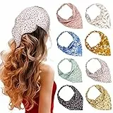 TERSE Boho Damen Stirnbänder Dreieck Kopftüchern, Chiffon Bandanas Turban Haarbänder, Elastische Haarschal Kopfzubehör für Frauen und Mädchen, 8 Stück