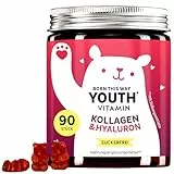 Born This Way Gummies Youth Vitamins – Beauty-Support – 2.500 mg Kollagenpeptide, Hyaluronsäure, Vitamin C, Vitamin E, CoQ10 – 90 Stück, Zuckerfrei, Bears with Benefits