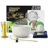 TEANAGOO Matcha Set | Matcha Tea Set | Matcha Schale |matcha Besen set|Matcha Schüssel mit Ausgießer Bambus Matcha Whisk-7 Stück Matcha Whisk Sets für Matcha Maker,N3, Hellgrau