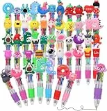 Yoosso 48 Stück 4-in-1 Kugelschreiber Versenkbare Kugelschreiber mit Cartoon Muster, Ideal als Mitgebsel Geburtstag Gastgeschenke Schulbedarf für Schüler Abschluss Geschenk Weihnachten Spiele
