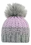 Sterntaler Strickmütze mit Farbverlauf, Kunstpelz-Pompon und Baumwollfleece-Futter – warme Mütze für Mädchen – Wintermütze für Baby und Kinder, Silber meliert, Größe 53