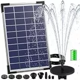 AISITIN 5,5W Solarbrunnen für Draussen, Eingebaute 1500mAh Batterie Solar Springbrunnen für Außen, Schwimmender Fontäne Pumpe mit 10 Fontänenstile für Garten,Vogel-Bad,Teich,Fisch-Behälter,Wasserspiel
