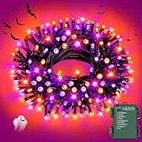 FFZZKJ Halloween Lichterkette Batterie mit Timer 8 Modi Wasserdicht Lichterkette Außen Innen für Halloween Deko Outdoor 30LED 3M, Orange&Lila