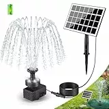 SZMP Solar Springbrunnen für außen 2025 Upgrade,3.5W Solar Teichpumpe LED-Lichtern mit 8 DIY Effekte,16.4ft Kabel,2000mAh Akku,Solar Wasserpumpe Solar schwimmender Fontäne Pumpe für Garten,Vogel-Bad
