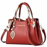 Myhozee Handtasche Damen Mittelgroß PU Leder Fashion Henkeltasche Crossbody Bag Frauen Taschen Damen-henkeltaschen Umhängetasche Schultertasche Damenhandtaschen mit Reißverschluss Rot
