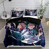 Ste-X Bettwäsche-Set, 135 X 200 cm, Mehrere Größen, Jujutsu Kaisen, Bettbezug, 52% Baumwolle, Weicher, Bequemer Bettbezug + 2 Kissenbezüge, 80 X 80 cm (135x200cm,Stil 06)