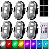 AVCXEC 6 Stück Kabellose LED Lichter, 8 Farben Strobe Drone Light, Wasserdicht Auto Fernbedienung Blitzlicht mit Fernbedienung, USB-Aufladung Antikollisionslichter, LED Aircraft Strobe Lights