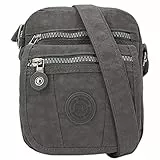 ekavale kleine Umhängetasche Damentasche aus hochwertigem wasserabwesendem Nylon Schultertasche (Grau)