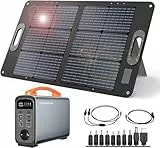 JustNow 240W/ 320WH Tragbare Powerstation mit 60W Faltbares Solarpanel, Solar Generators, LiFePo4 Akku, Zwei Wege Schnellladung, Mobile Stromerzeuger für Draußen, für Camping, Outdoors, Wohnmobile