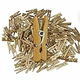 Relaxdays Mini Holzklammern, 400er Set, Feiern, Fotos aufhängen, Geschenke verzieren, basteln, DIY, Deko-Klammern, Gold
