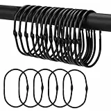DIYCUT 20 Stück Duschvorhangringe Metall 67 mm (2,64 Zoll), Ovale Gardinenhaken mit Öffnungsmechanismus, Extra Große Vorhangringe, für DIY-Loseblattserien, Badezimmer & Wohnzimmer (Schwarz)