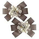 LOVE SHOES Damen 2 Schuhclips Schuhschmuck Schleife Brosche Grau Schmuck Accessoire Schuhe Brautschuhe Abendschuhe