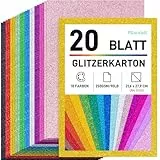 VGOODALL Glitzerpapier zum Basteln, 20 Blatt A4 10 Farben 250g/m² Glitzer Kartonpapier, Buntes Bastelpapier für Weihnachtskarten, Weihnachtsdeko, Geschenkverpackung und DIY-Projekte