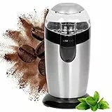 Clatronic® elektrische Kaffeemühle | Edelstahlschlagmesser | Fassungsvermögen 40 Gramm | Aromaschutz | 120 Watt Motor | Edelstahl-Bohnenbehälter | KSW 3307 inox