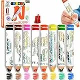 nsxsu Holz 3 in 1 Buntstifte Kinder, 8 Stück Chunky wachsmalstifte ab 1 jahr, Wasserfarbe, Fett Dreieckig Farbe Bleistift mit Spitzer, Easy-Grip Geburtstags