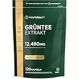 Grüntee Extrakt 12480 mg pro Tagesdosis | 120 Pulver Kapseln | Hochdosiert Green Tea | Vegane | von Horbaach