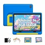 Yicty Kinder Tablet｜Upgraded Android 14 Tablet 10 Zoll für Kinder mit Schutzhülle｜Octa-Core｜8+64GB｜Dual Kamera｜Kindersicherung｜Großes Geschenk für Kleinkind (Blau)