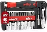 Wiha ProBuddy® Evo 40-tlg. Bit- & Steckschlüssel-Set 1/4' SoftFinish Schraubendrehergriff, Mini-Ratsche 72 Zähne, magnetischer Bithalter I Kompaktes Werkzeugset für Profi, Heimwerker, Fahrrad (46960)