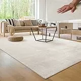 Paco Home Moderner Kuscheliger Wohnzimmer Teppich Kurzflor waschbar flauschig Weich Einfarbig Felloptik zeitlos stilvoll rutschfest pflegeleicht, Grösse 200x280 cm, Farbe: Creme 4