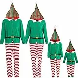 IFFEI Weihnachtspyjama für die Familie Passender einteiliger Pyjama mit Schnee- und Rentier-Aufdruck und Kapuzenpullover 2 Years