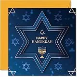 Stuff4 Glückliche Chanukka-Karte für Jungen und Ihn – Zentangle Davidstern – Mazel Tov, Glückwünsche, Festival der Lichter, Geschenke für Jungen, 145 mm x 145 mm, jüdische Geschenke, Grußkarten,