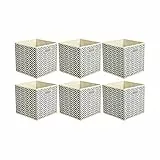 Amazon Basics Aufbewahrungswürfel aus Stoff, faltbar, mit ovalen Ösen, 6er-Pack, Zackenmuster in Grau
