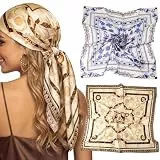 obeoby 2er-Set Bandanas Damen Kopftuch, 90 x 90 cm Halstuch für Haare und Alltag Sommer leichtes Haartuch zum Schlafen Reisen Strand Hijab Styling Geschenk (Lichtfarbe)