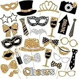 30 Stück Foto Requisiten,Fotobox Accessoires,Party Foto Booth Requisiten Dekorationen für Karneval, Hochzeit,Halloween,Weihnachten,Party Deko Zubehör,Tischdeko Geburtstag,Silvester DekoFoto Requisiten