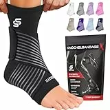 Sleeve Stars Sprunggelenkbandage - Plantarfasziitis & Achillessehnen Entlastung, Fußgelenk Bandage mit verstellbarem Riemen I Knöchelbandage I Fußbandage für rechts oder links (1 Stück,Schwarz)