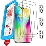 Milomdoi 3 Stück Schutzfolie für iPhone 16 für Panzerglas Zubehör Panzerfolie Displayschutz mit 3 Stück Kameraschutz,Voller Bildschirm Glas