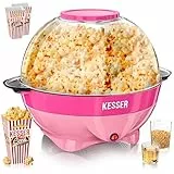 KESSER® Popcornmaschine Groß 800W | Popcorn-Maker 5,5l Inhalt mit Antihaftbeschichtung Deckel & Servierschale | für Öl Butter Zucker Stille & Schnelle inkl. Mess-&Popcornbecher abnehmbarer Heizfläche