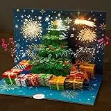 papercrush® Pop-Up Weihnachtskarte mit Musik & Licht - Musikalische 3D Geschenkkarte mit Weihnachtsbaum und Jingle Bells für Frauen, Männer und Kinder (Mädchen & Jungen), Verpackung für Geldgeschenk