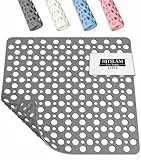 HITSLAM Quadratische Duschmatte rutschfest, 53 x 53 cm Badewannenmatte, Antirutschmatte Dusche für das Badezimmer mit Saugnäpfen und Abflusslöchern, Maschinenwaschbar, Weich für die Füße, Grau