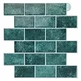 Art3d Fliesenaufkleber Klebefliesen Fliesenfolie Meeresgrünblau Wandaufkleber Metro Fliesen Fliesendekor Selbstklebend Wandfliesen RV Küche Bad 10-Stück Dickere