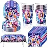 Gsnoniwi 51-teiliges Partygeschirr-Set in klassischem Design – inkl. Tischtuch, 10x 9'-Pappteller, 10x 7'-Pappteller, 20x Servietten und 10x Becher – perfekt für bis zu 10 Gäste