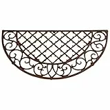 Dragimex Esschert Design Schmutzfangmatte, Fußmatte mit Motiv Rauten aus Gusseisen, halbrund, ca. 68 cm x 35 cm