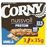 Corny Nussvoll Protein Vanilla | Nussriegel & Proteinriegel ohne Zuckerzusatz | Mit 36% Nüssen & 25% Eiweiß | 3 x 35 g