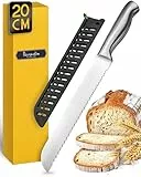 Flavemotion Scharfes Brotmesser mit Wellenschliff mit 20cm Klingenlänge, Großes Brotschneidemesser aus langlebigen Edelstahl für präzises und müheloses Brot Schneiden, Sägemesser für Brot & Brötchen