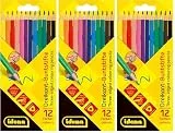 Idena 20133 - Buntstifte in 12 Farben, holzfreie Farbstifte in ergonomischer Dreiecksform, verpackt im Kartonetui (Packung mit 3)