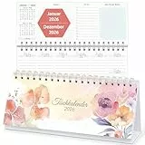 KONVINIT Tischkalender 2026 mit Aufsteller Wochenkalender,1 Woche 2 Seiten, Schreibtisch-Kalender mit Notizen, To-dos & Wochenziel - Kalender 2026 Format: 29,7 x 11,6 cm