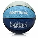 Meteor® Kinder Basketball Layup Größe #4 Jugend Basketball ideal auf die Kinder-hände 5-10 Jahre idealer Mini Basketball für Ausbildung weicher Kinder Basketball Outdoor (Größe #4, Grau & Blau)